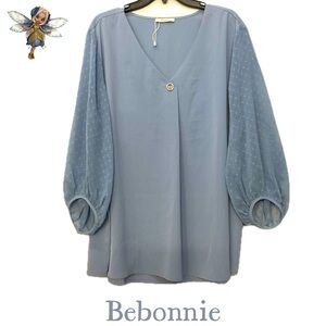 Women's Blue V-Neck Top NWOT 27" p2p